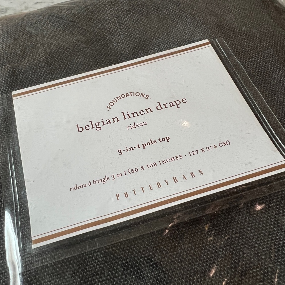 Pottery Barn Belgian Linen Drape in Charcoal